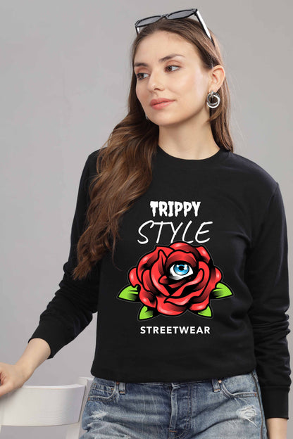 Women’s Cozy & Stylish Full Sleeve Pastel Colour Printed Sweatshirt