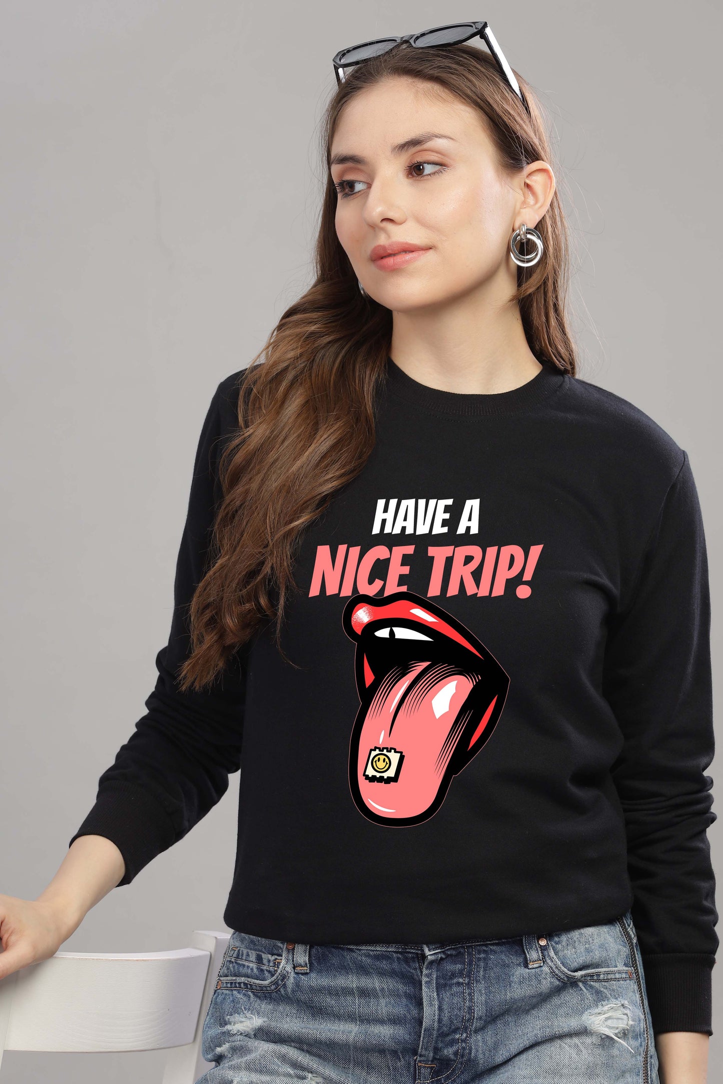 Women’s Cozy & Stylish Full Sleeve Pastel Colour Printed Sweatshirt