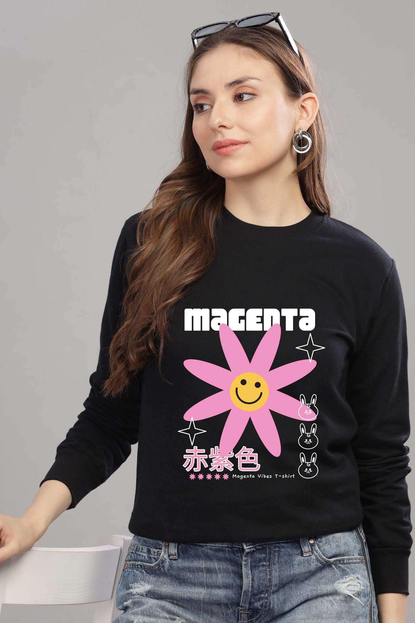 Women’s Cozy & Stylish Full Sleeve Pastel Colour Printed Sweatshirt