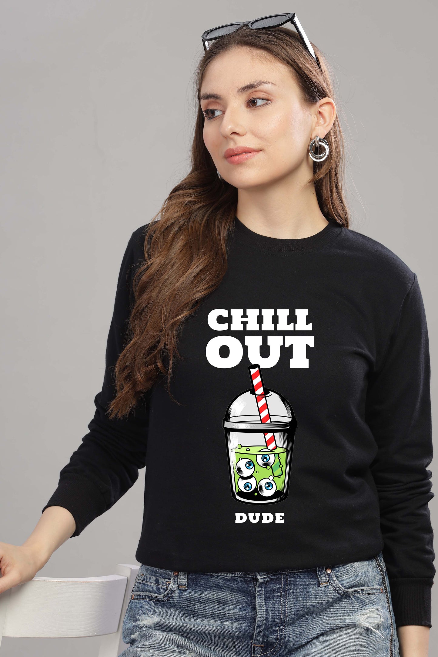 Women’s Cozy & Stylish Full Sleeve Pastel Colour Printed Sweatshirt