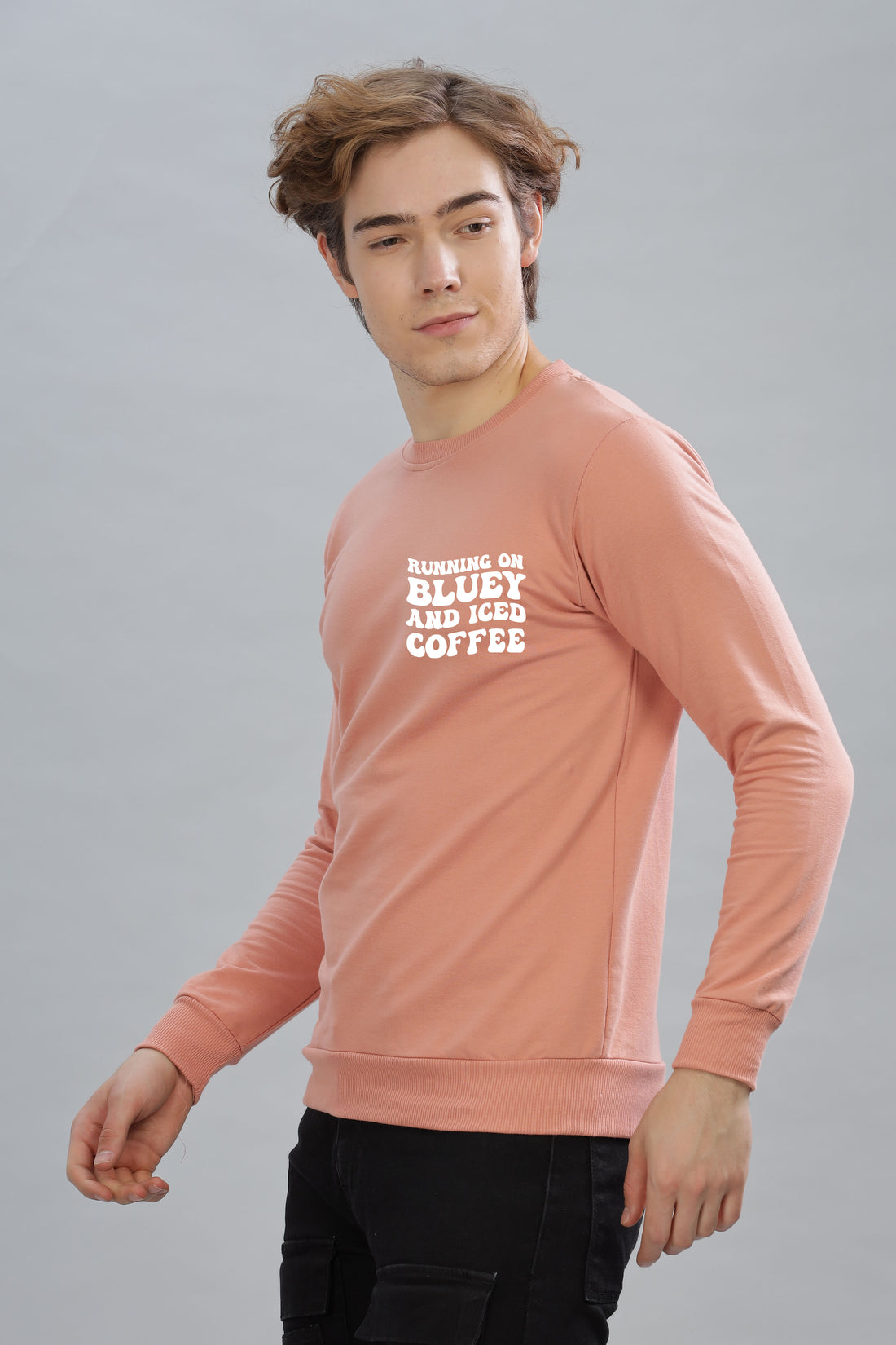 Running on Bluey and Iced Coffee Men's Sweatshirt | Super Soft Cotton