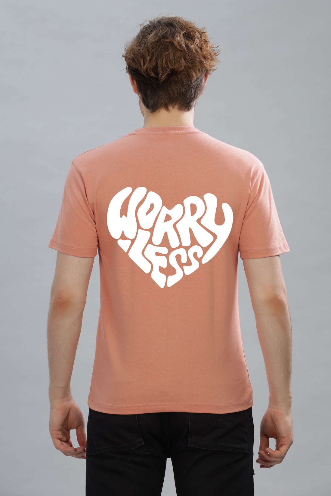 Worry Less Back Printed Men’s Oversized Baggy Fit T-Shirt | Premium Cotton Tee