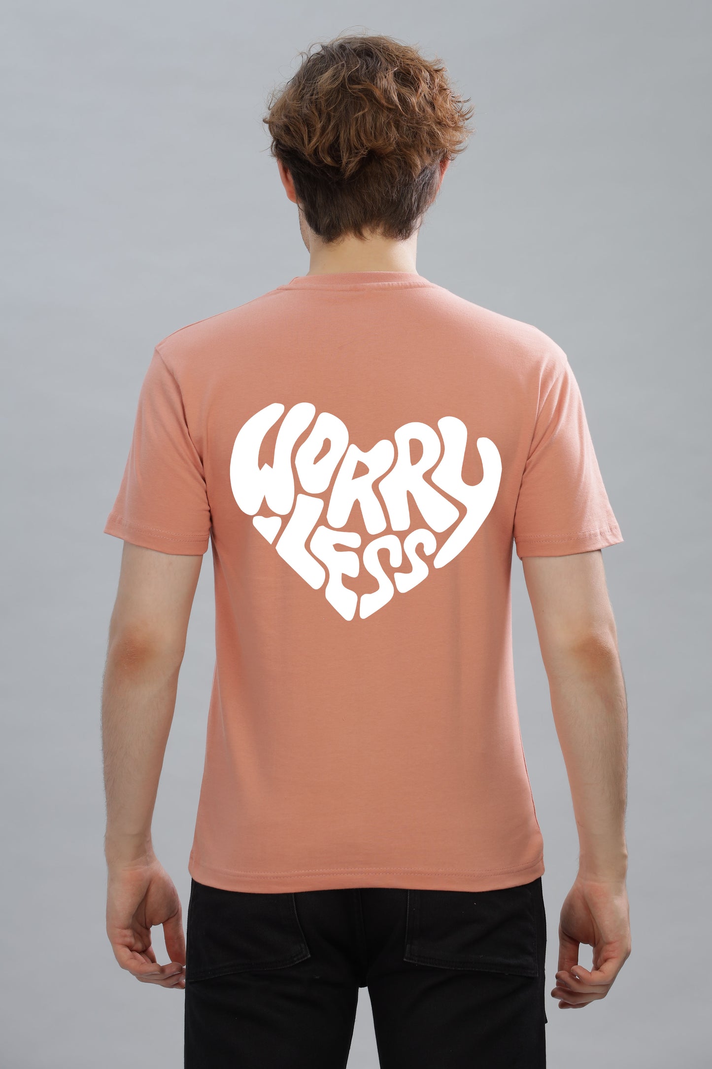 Worry Less Back Printed Men’s Oversized Baggy Fit T-Shirt | Premium Cotton Tee