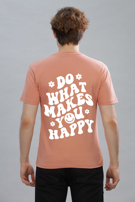 Do What Makes You Happy Men's Soft Cotton Rich Fabric Oversized Baggy Fit T-Shirt