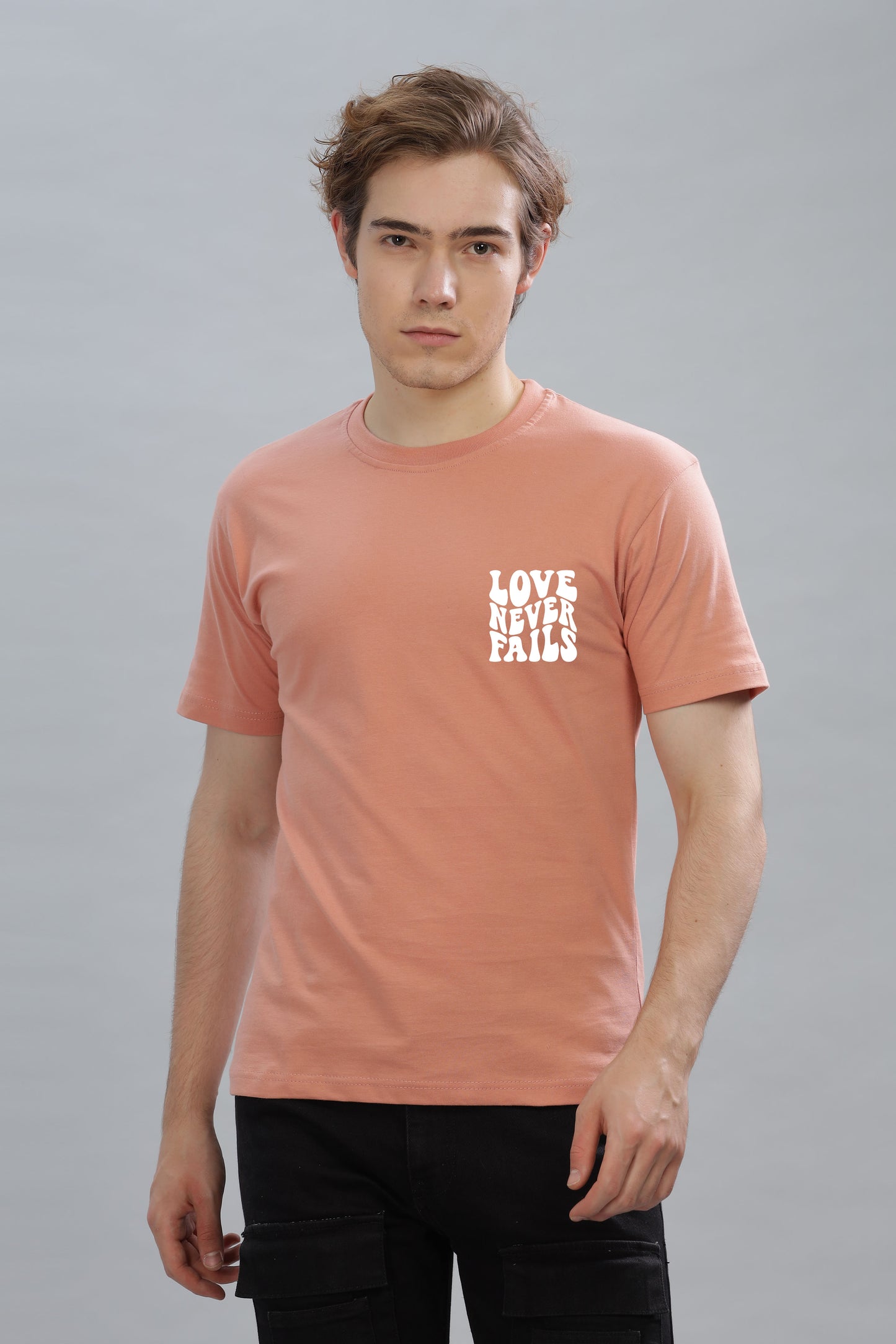 Love Never Fails Back Printed Oversized Baggy Fit Men’s Premium Cotton T-Shirt