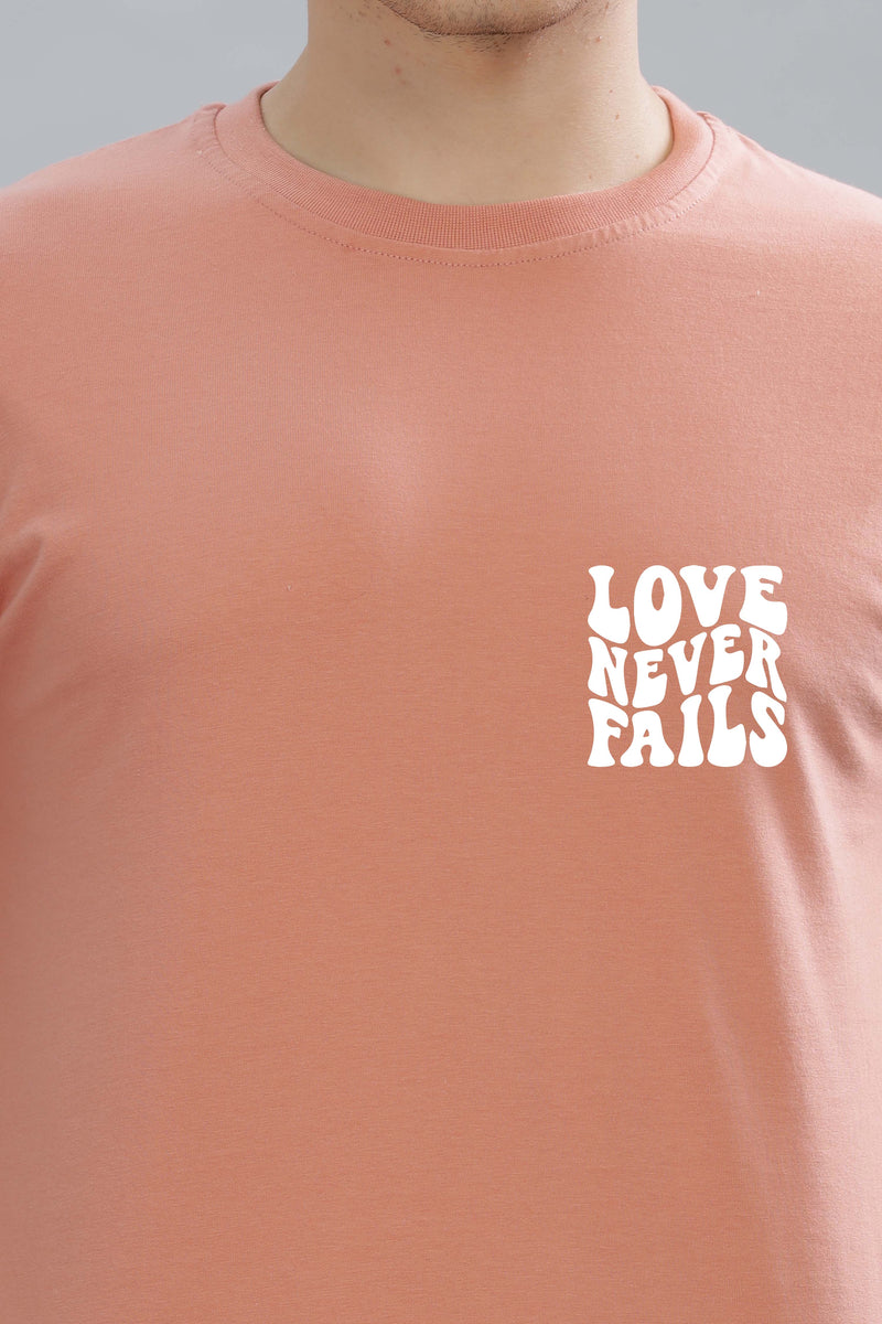 Love Never Fails Back Printed Oversized Baggy Fit Men’s Premium Cotton T-Shirt