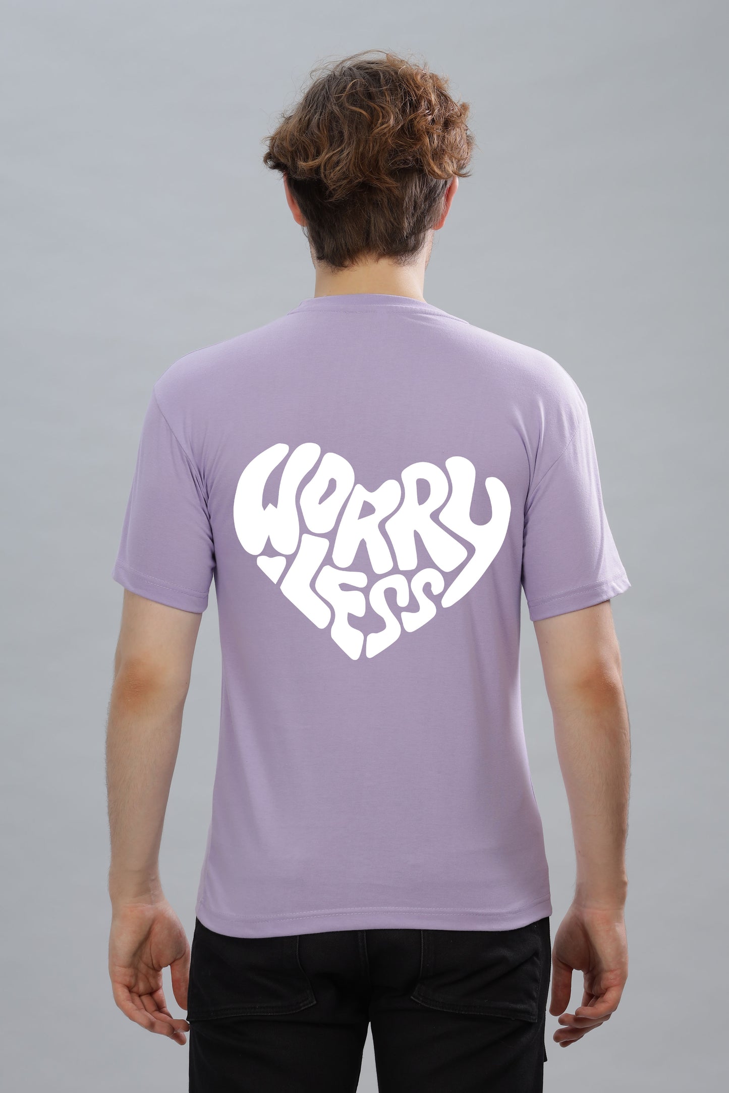 Worry Less Back Printed Men’s Oversized Baggy Fit T-Shirt | Premium Cotton Tee