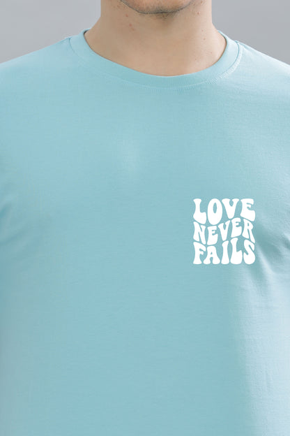 Love Never Fails Back Printed Oversized Baggy Fit Men’s Premium Cotton T-Shirt