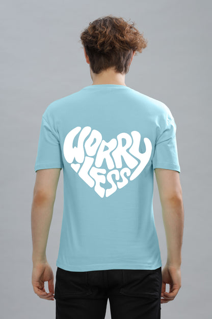 Worry Less Back Printed Men’s Oversized Baggy Fit T-Shirt | Premium Cotton Tee
