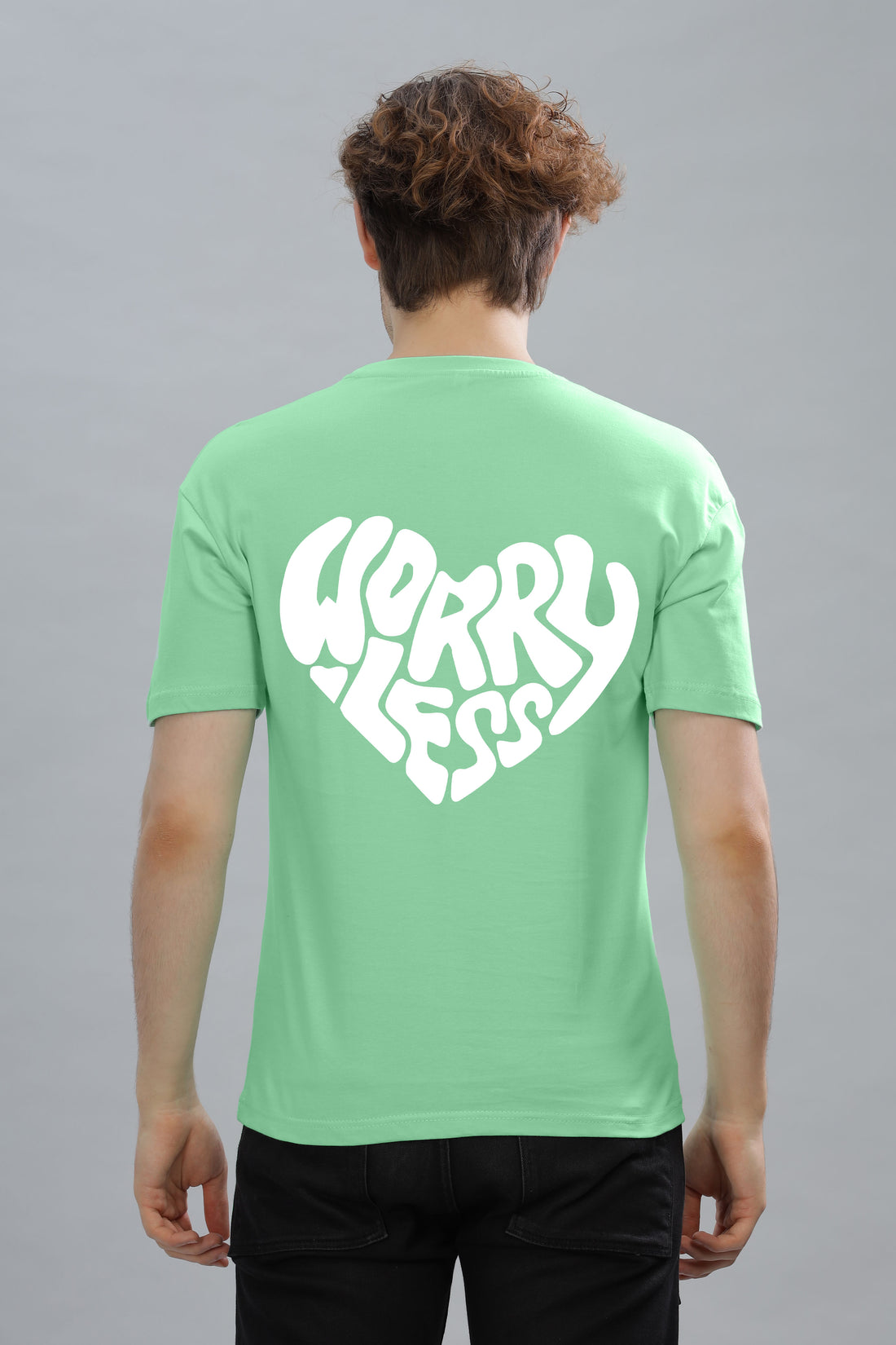 Worry Less Back Printed Men’s Oversized Baggy Fit T-Shirt | Premium Cotton Tee