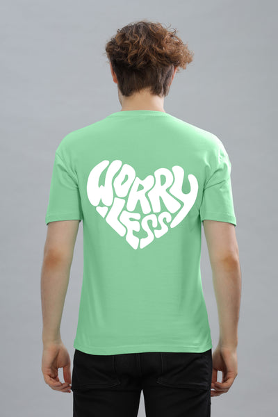 Worry Less Back Printed Men’s Oversized Baggy Fit T-Shirt | Premium Cotton Tee