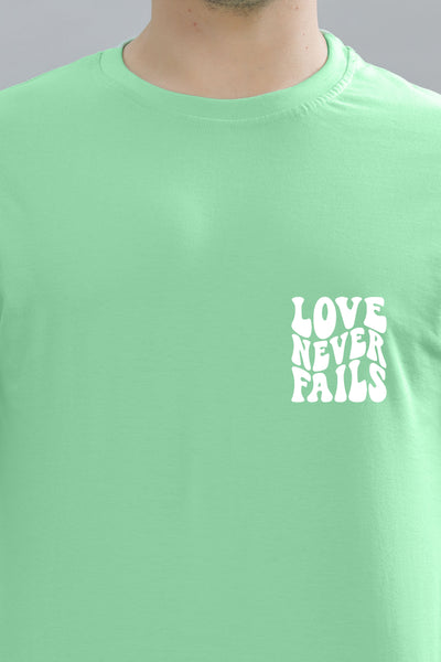 Love Never Fails Back Printed Oversized Baggy Fit Men’s Premium Cotton T-Shirt