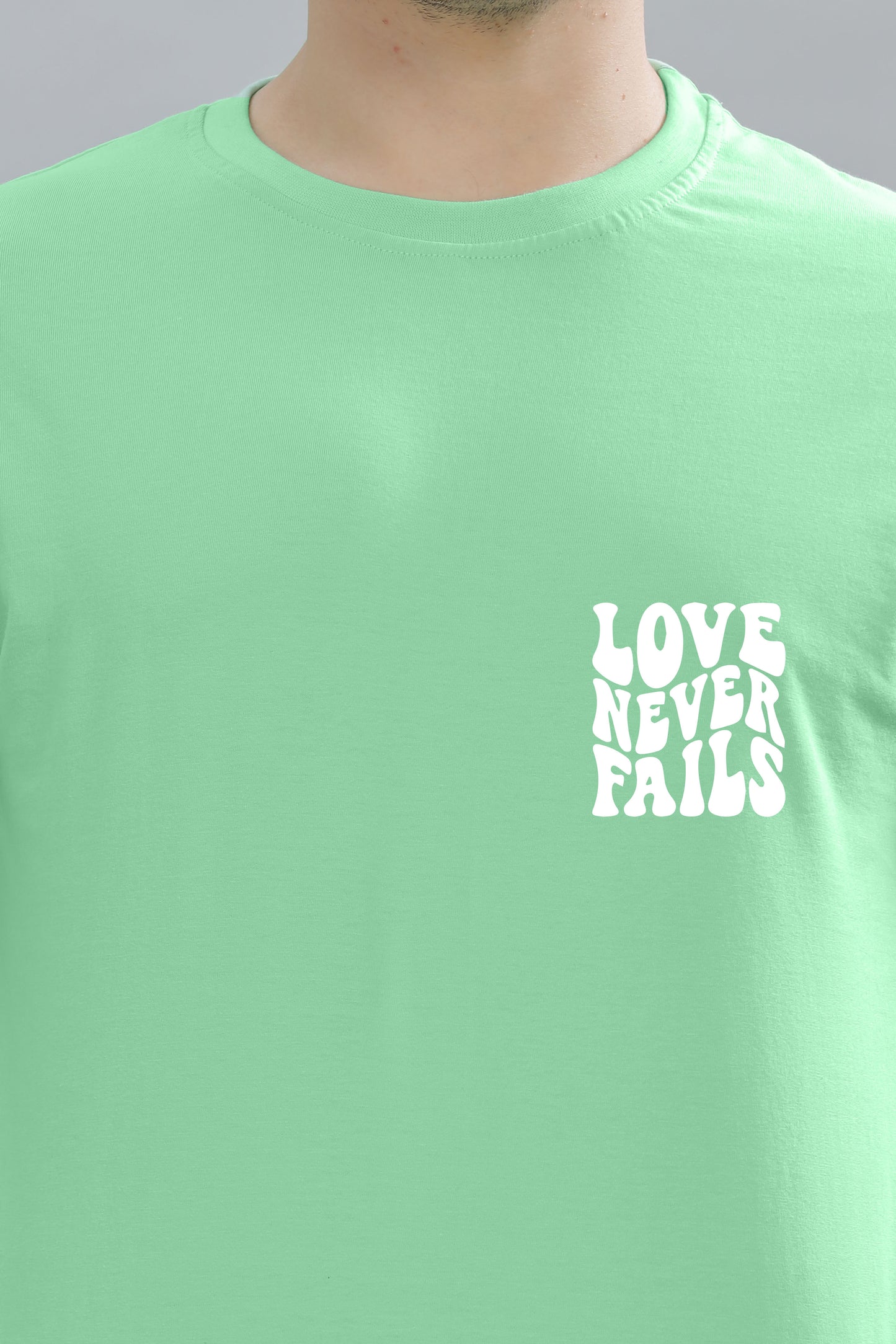 Love Never Fails Back Printed Oversized Baggy Fit Men’s Premium Cotton T-Shirt