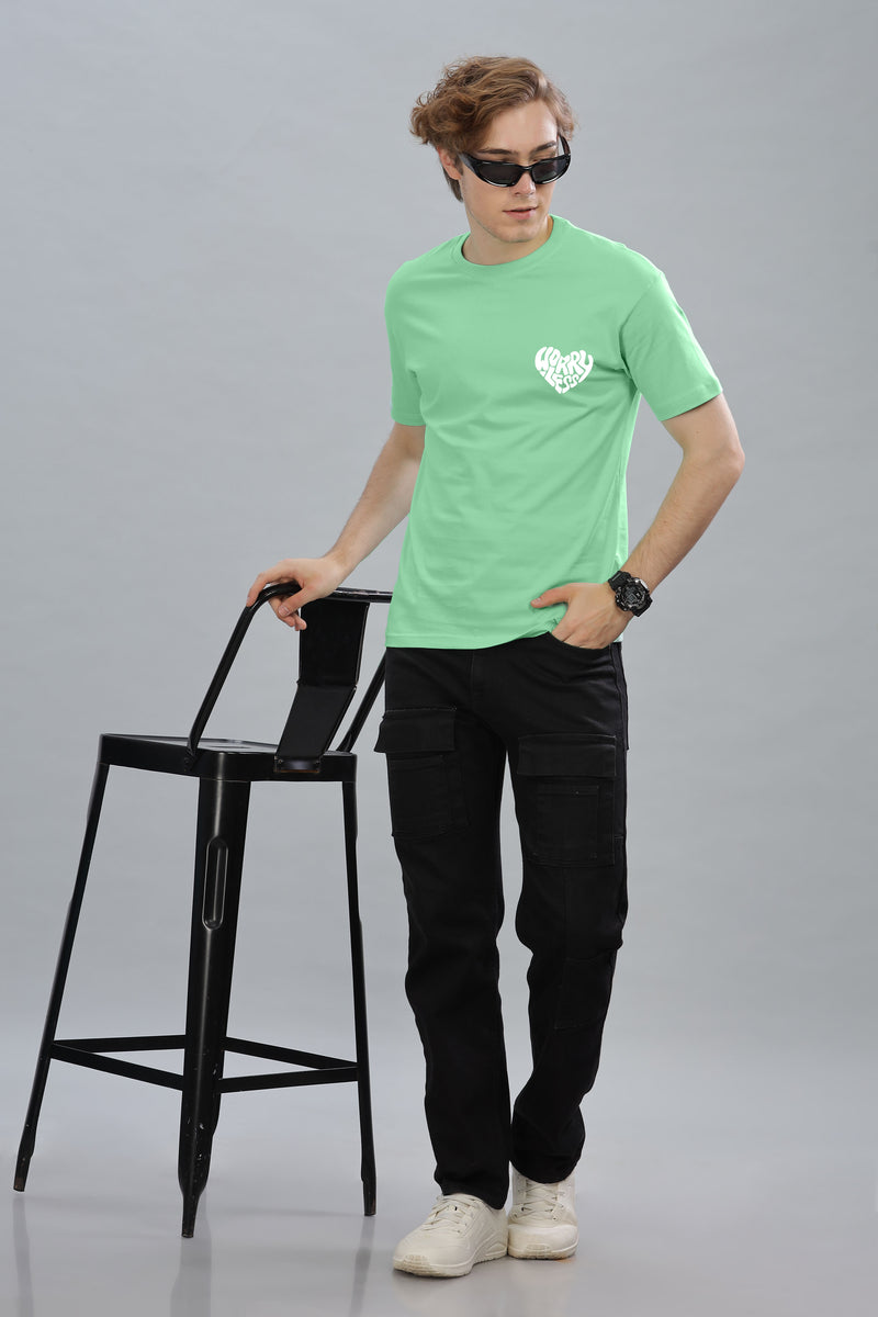 Worry Less Back Printed Men’s Oversized Baggy Fit T-Shirt | Premium Cotton Tee