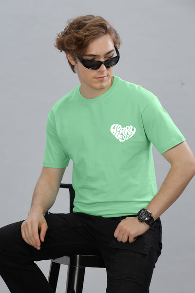 Worry Less Back Printed Men’s Oversized Baggy Fit T-Shirt | Premium Cotton Tee
