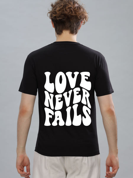 Love Never Fails Back Printed Oversized Baggy Fit Men’s Premium Cotton T-Shirt