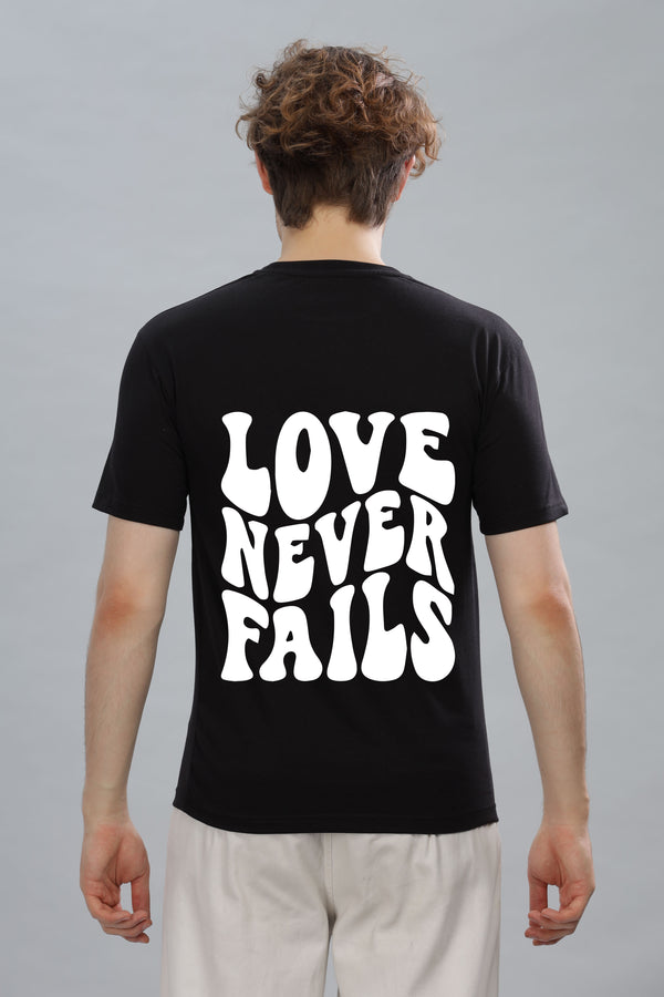 Love Never Fails Back Printed Oversized Baggy Fit Men’s Premium Cotton T-Shirt