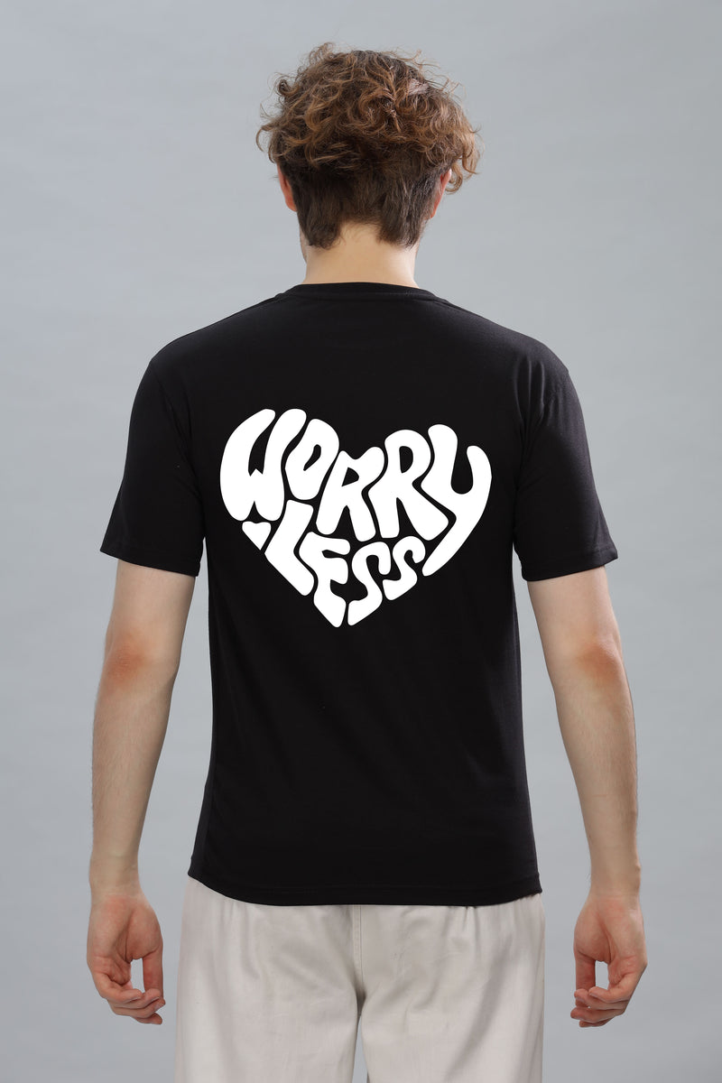 Worry Less Back Printed Men’s Oversized Baggy Fit T-Shirt | Premium Cotton Tee