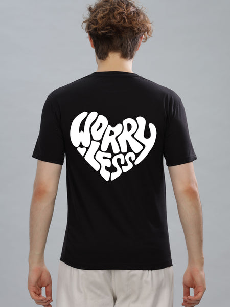 Worry Less Back Printed Men’s Oversized Baggy Fit T-Shirt | Premium Cotton Tee