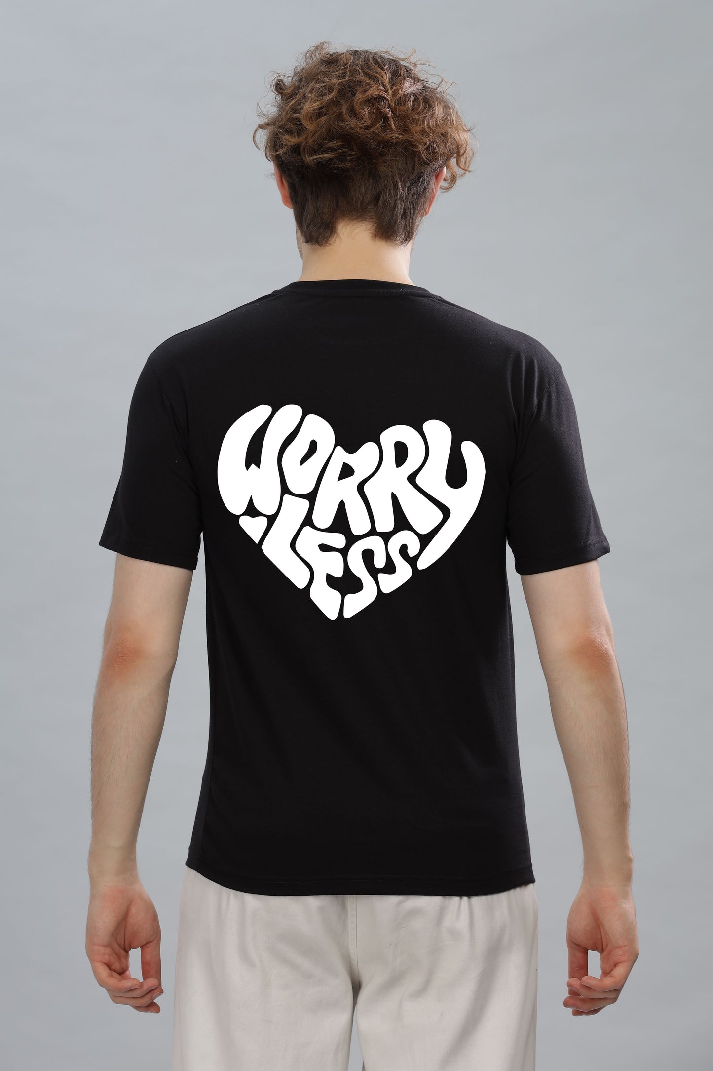 Worry Less Back Printed Men’s Oversized Baggy Fit T-Shirt | Premium Cotton Tee