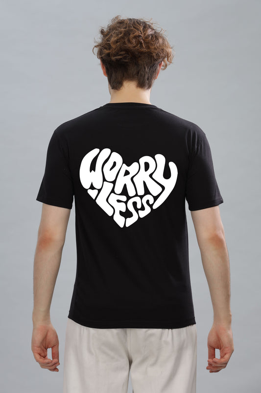 Worry Less Back Printed Men’s Oversized Baggy Fit T-Shirt | Premium Cotton Tee