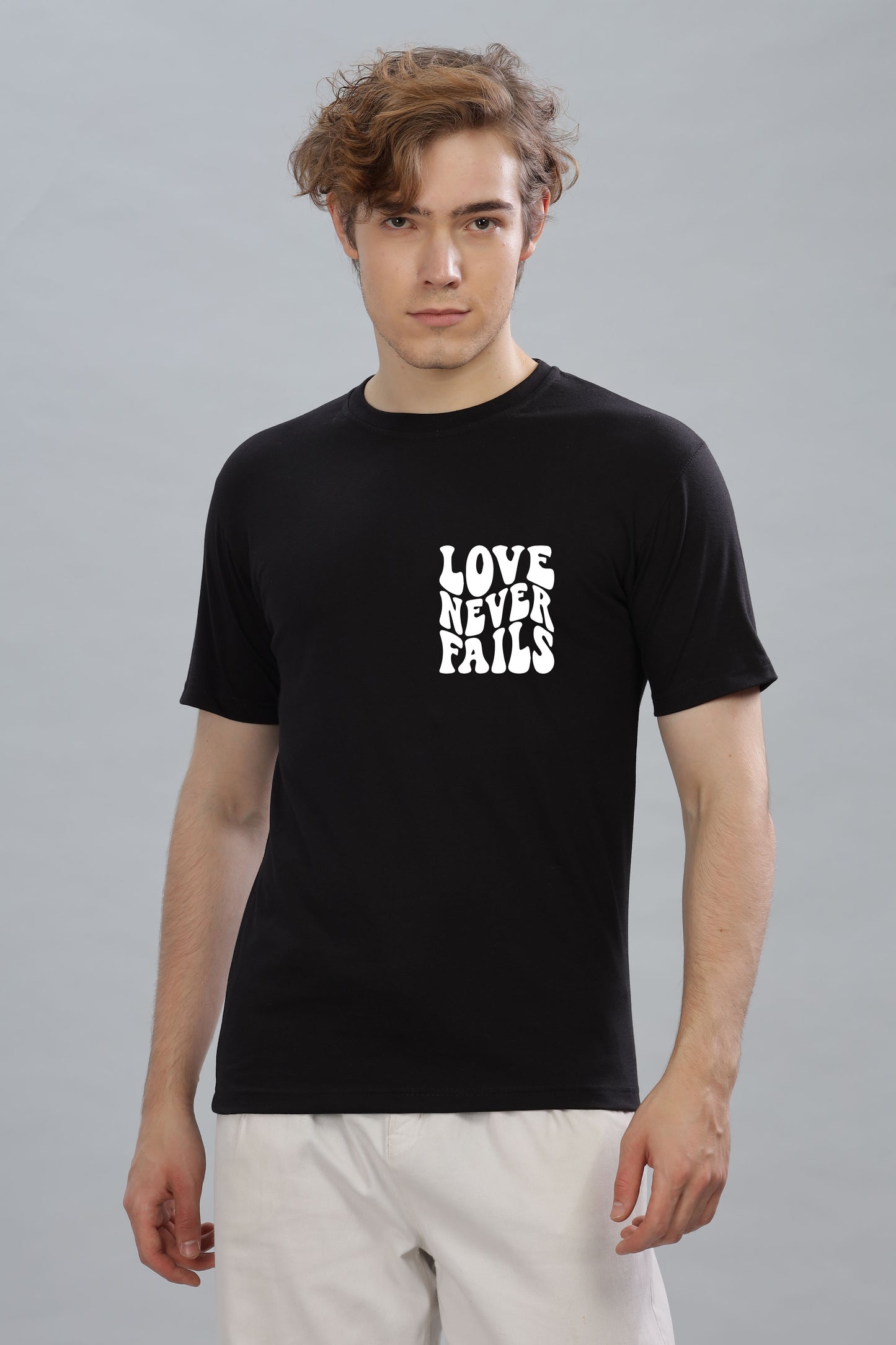 Love Never Fails Back Printed Oversized Baggy Fit Men’s Premium Cotton T-Shirt