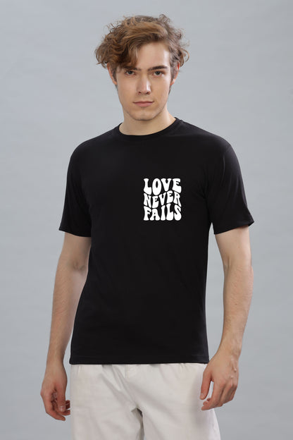 Love Never Fails Back Printed Oversized Baggy Fit Men’s Premium Cotton T-Shirt