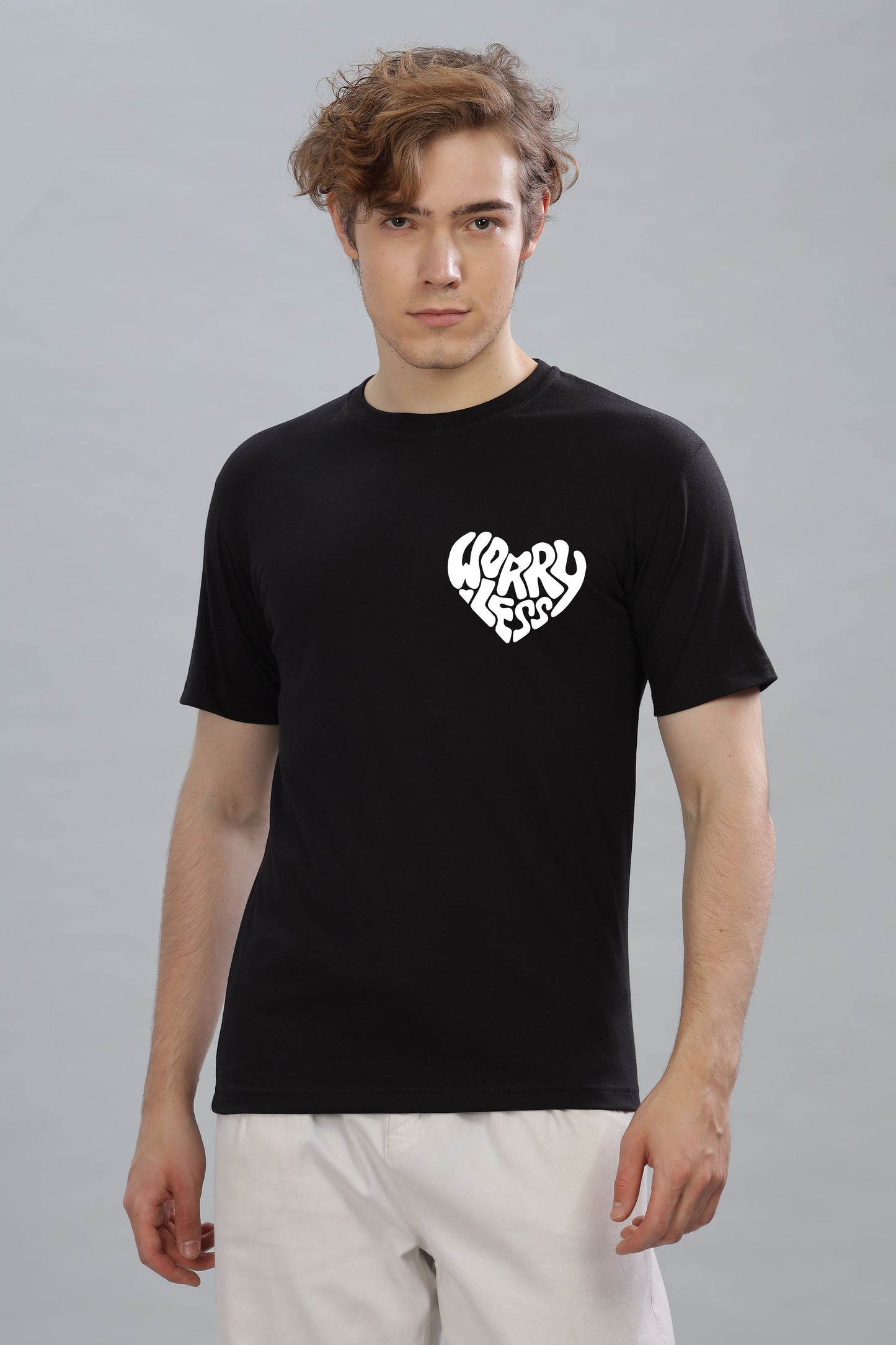 Worry Less Back Printed Men’s Oversized Baggy Fit T-Shirt | Premium Cotton Tee