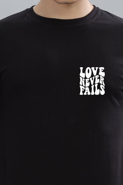 Love Never Fails Back Printed Oversized Baggy Fit Men’s Premium Cotton T-Shirt