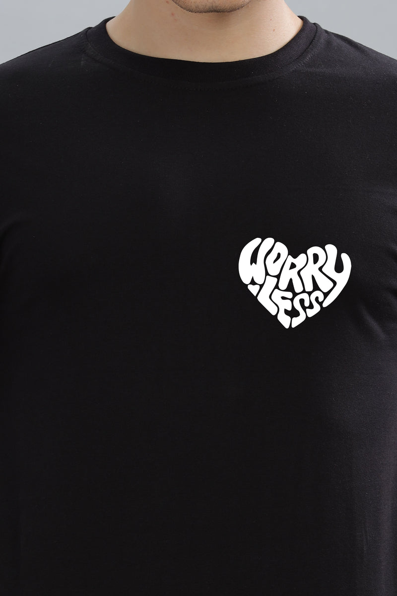 Worry Less Back Printed Men’s Oversized Baggy Fit T-Shirt | Premium Cotton Tee