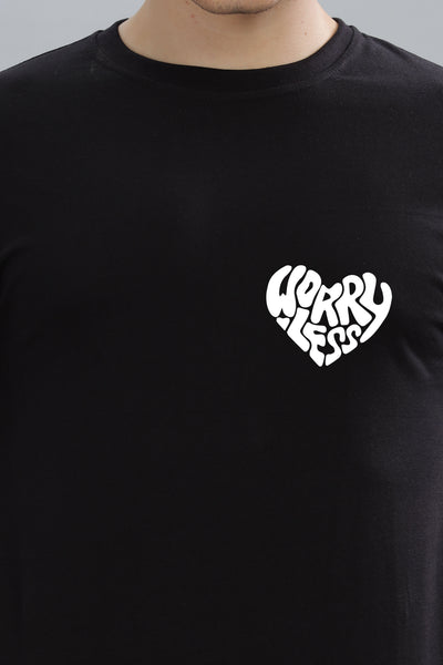 Worry Less Back Printed Men’s Oversized Baggy Fit T-Shirt | Premium Cotton Tee