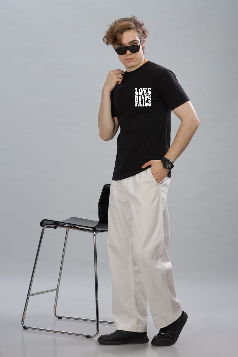 Love Never Fails Back Printed Oversized Baggy Fit Men’s Premium Cotton T-Shirt