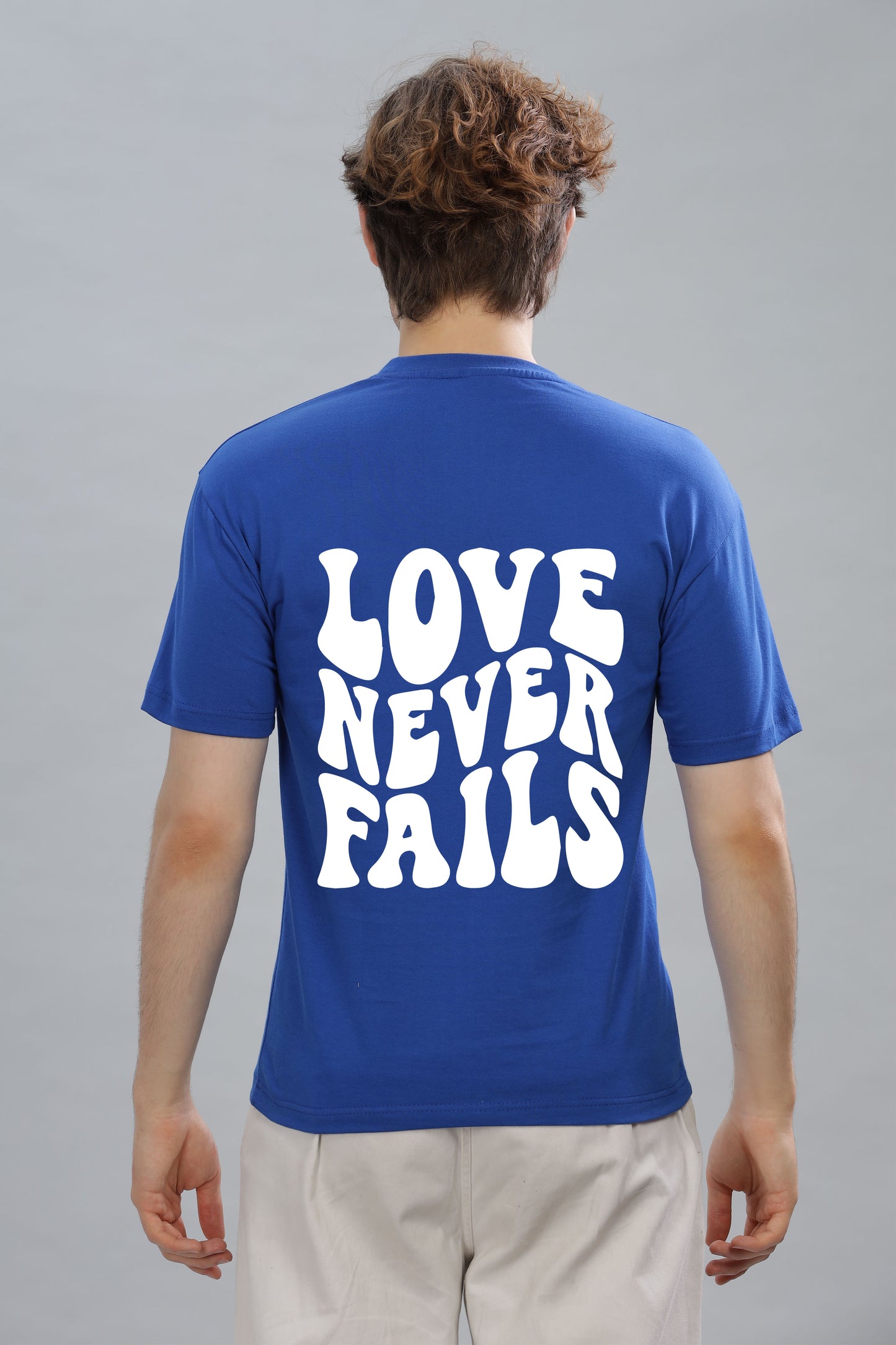 Love Never Fails Back Printed Oversized Baggy Fit Men’s Premium Cotton T-Shirt