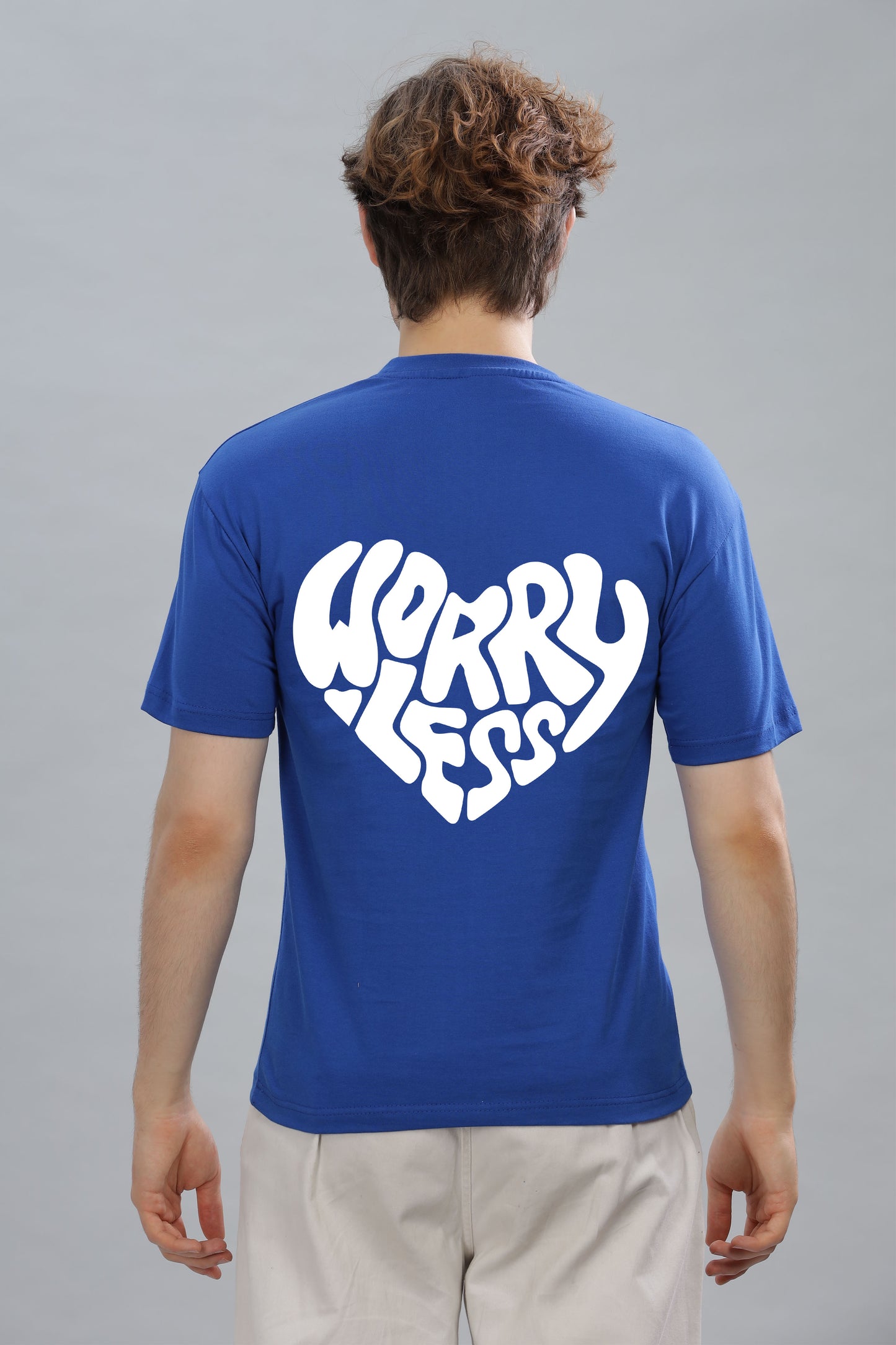 Worry Less Back Printed Men’s Oversized Baggy Fit T-Shirt | Premium Cotton Tee