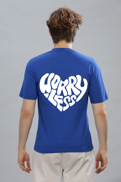 Worry Less Back Printed Men’s Oversized Baggy Fit T-Shirt | Premium Cotton Tee