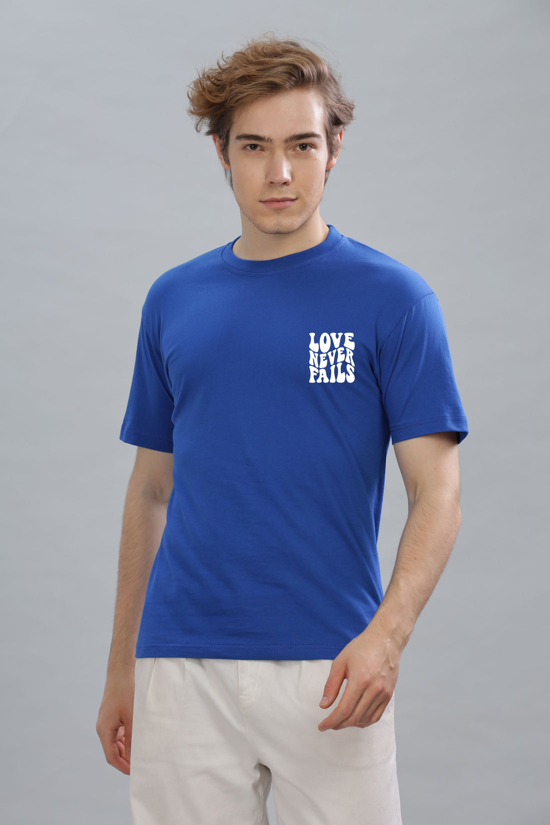 Love Never Fails Back Printed Oversized Baggy Fit Men’s Premium Cotton T-Shirt