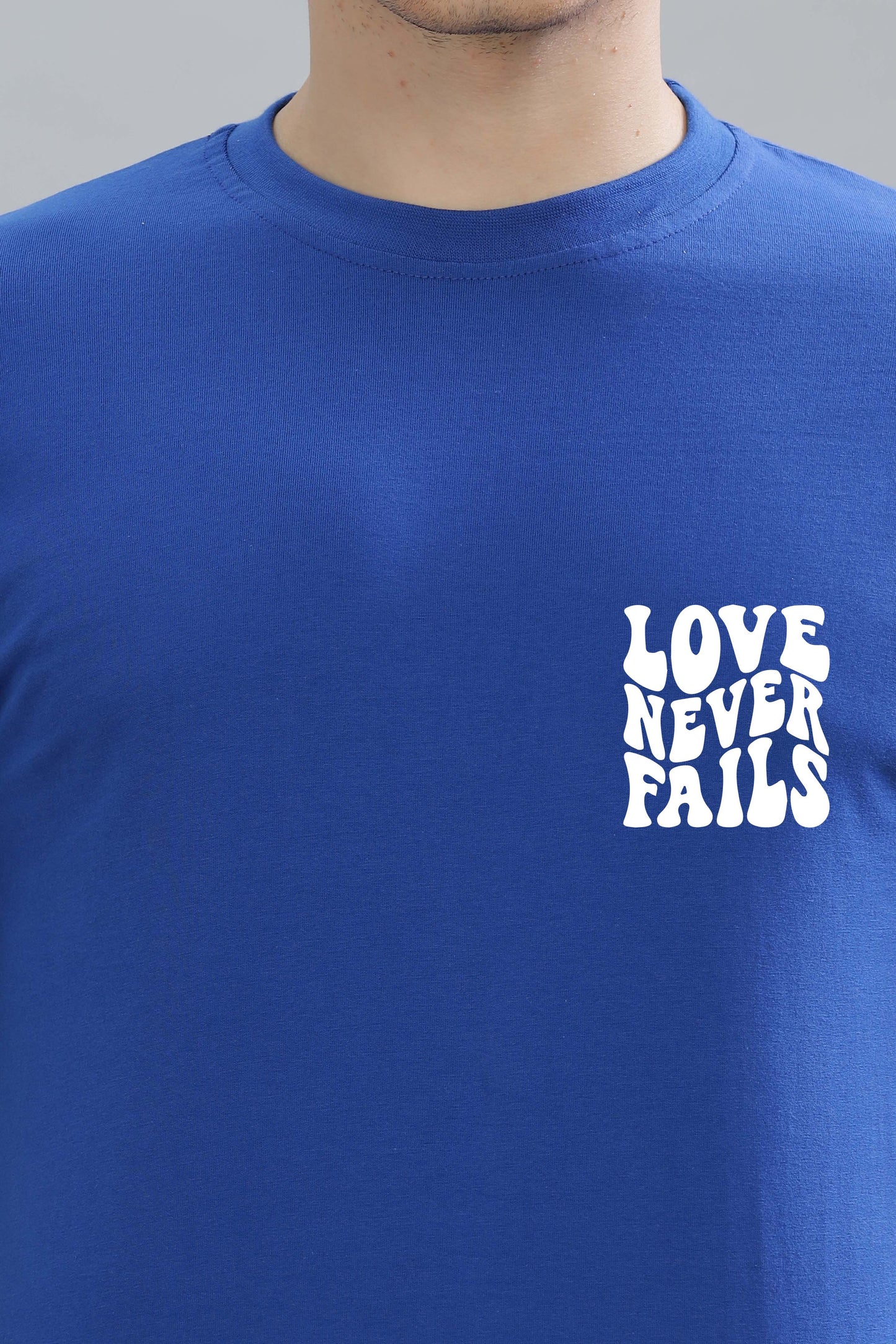 Love Never Fails Back Printed Oversized Baggy Fit Men’s Premium Cotton T-Shirt