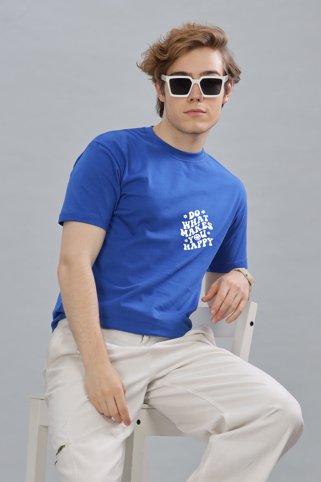 Do What Makes You Happy Men's Soft Cotton Rich Fabric Oversized Baggy Fit T-Shirt