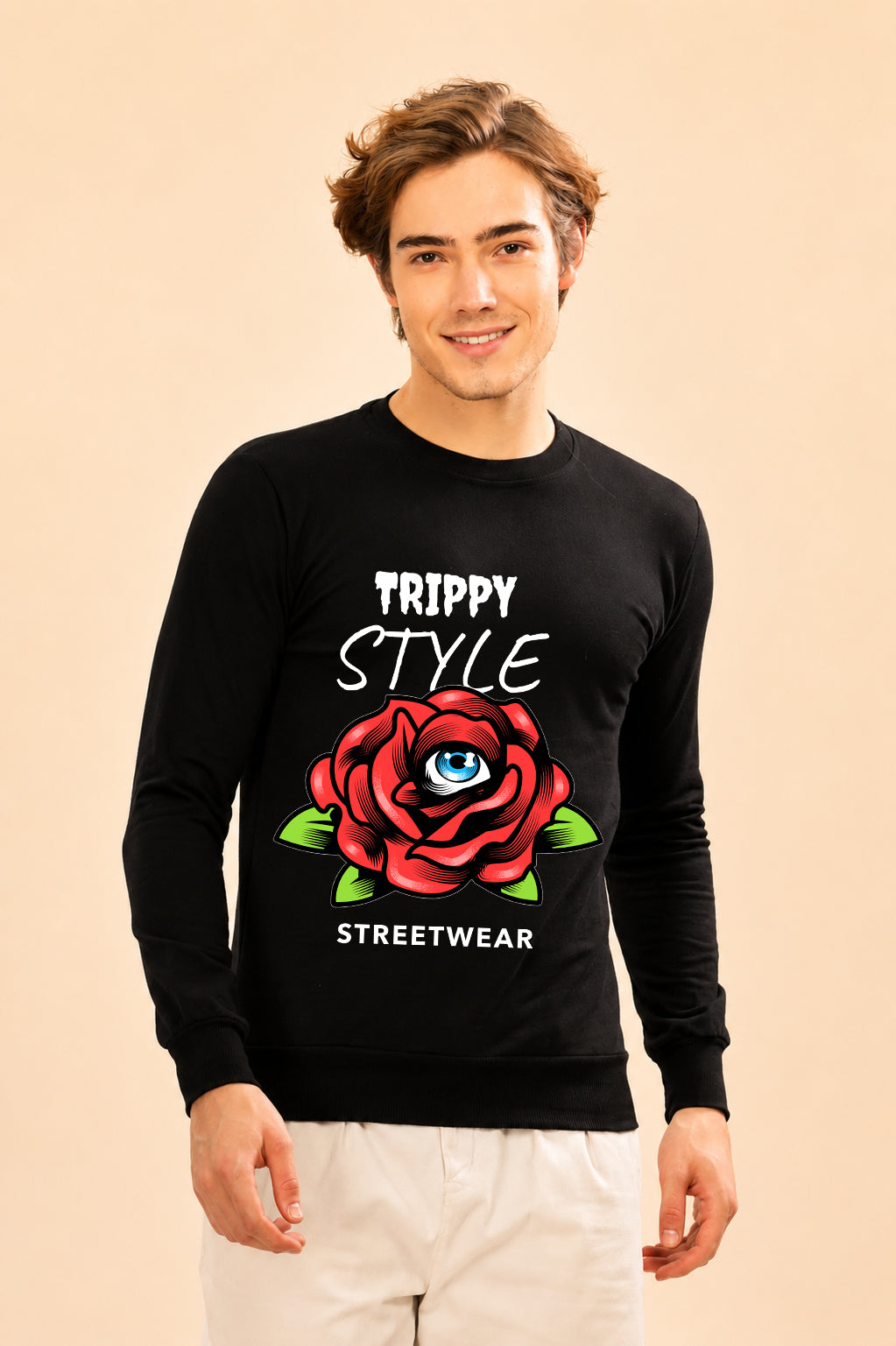 Trippy Style Streetwear Printed Men’s Full Sleeve Premium Pure Cotton Sweatshirt
