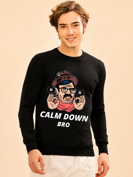 Faltu.co Calm Dawn Bro Printed Men’s Full Sleeve Premium Pure Cotton Sweatshirt