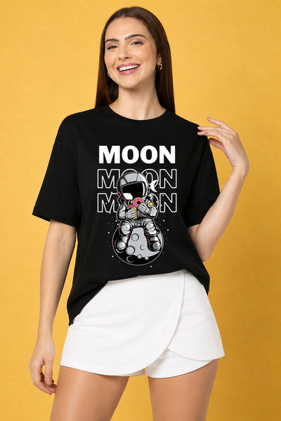 Moon 2 Printed Oversized Baggy Loose Fit T-Shirt