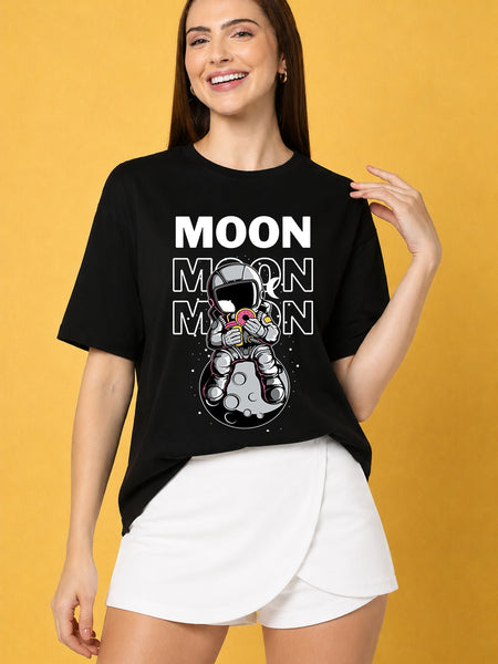 Moon 2 Printed Oversized Baggy Loose Fit T-Shirt