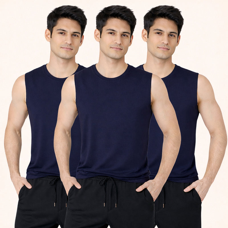 Faltu.co Pack of 3 Men Cotton Gym Vest Breathable Sleeveless Sando