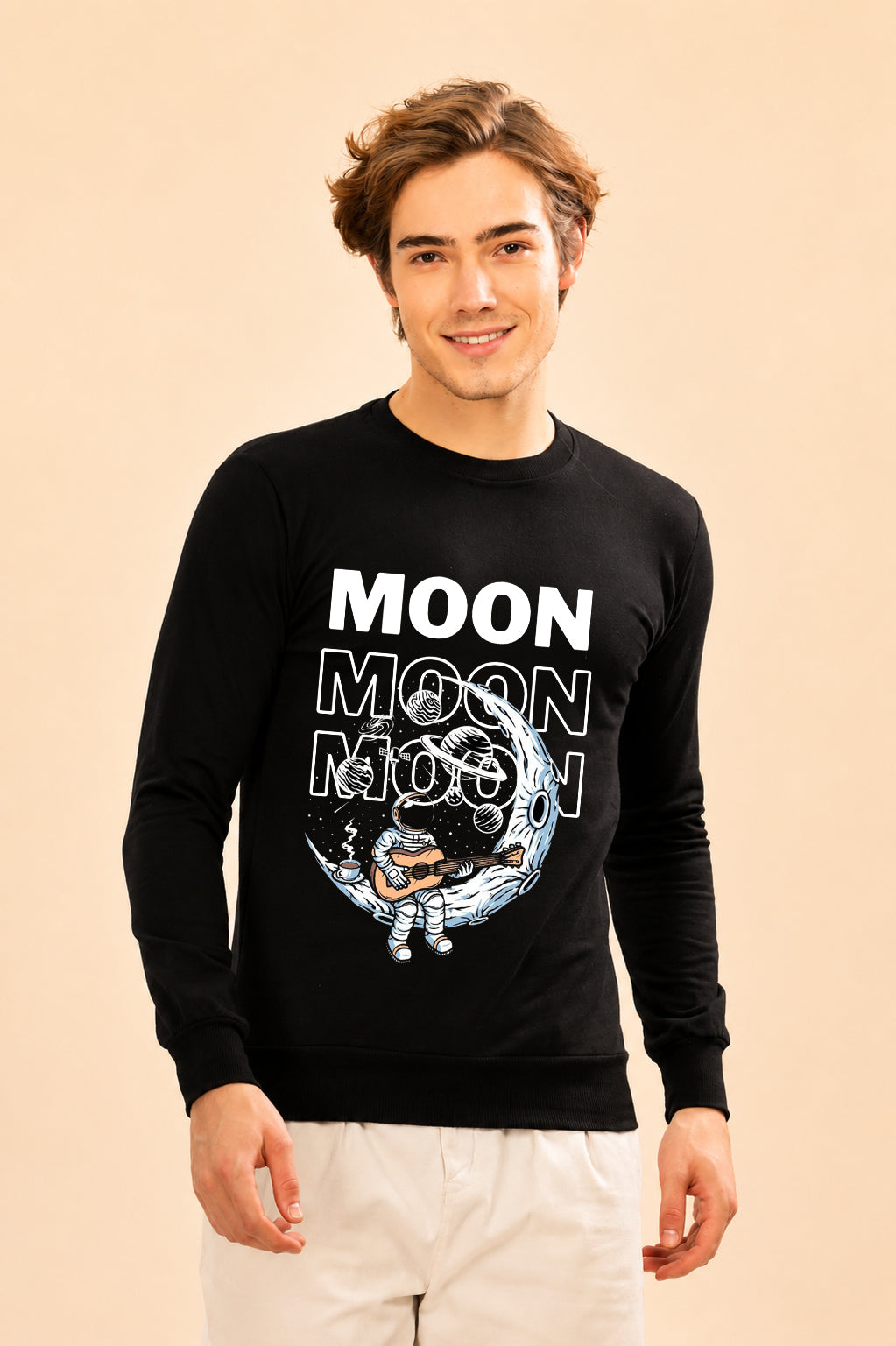 Faltu.co Moon 3 Printed Men’s Full Sleeve Premium Pure Cotton Sweatshirt
