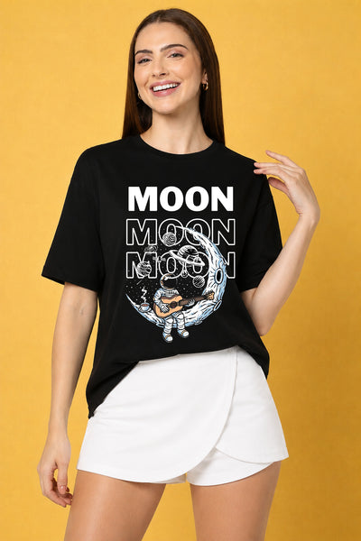 Moon 3 Printed Oversized Baggy Loose Fit T-Shirt