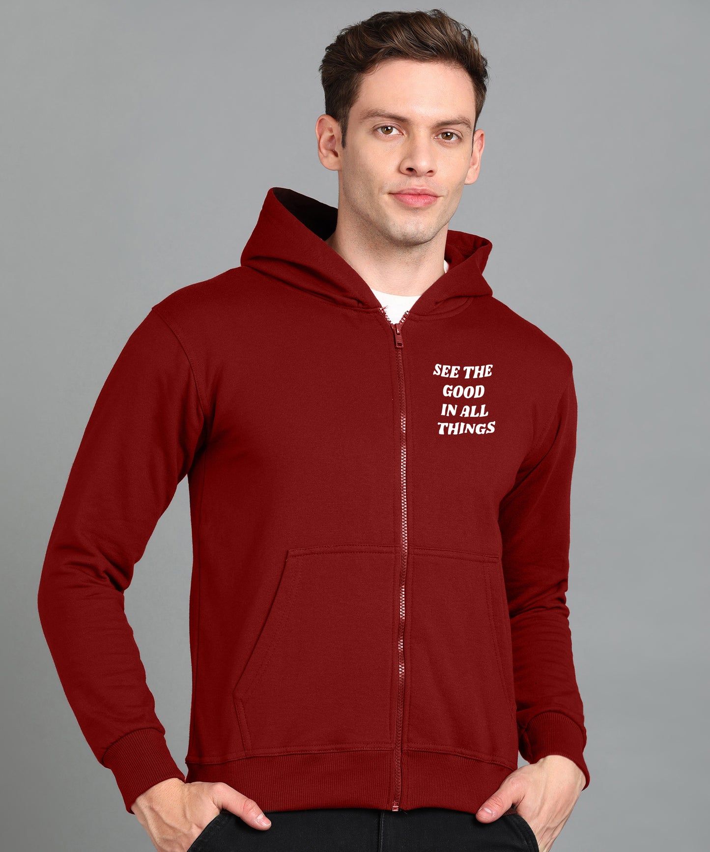 See the Good in All Things Men's Zipper Hooded Hoodie | Comfortable & Stylish