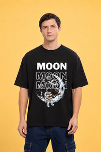 Faltu.co Moon 3 Men’s Printed Oversized Baggy Fit Rich Soft Cotton Fabric T-shirt