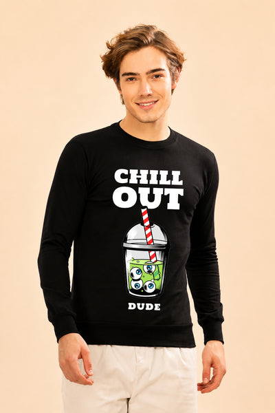 Chill Out Dude Printed Men’s Full Sleeve Premium Pure Cotton Sweatshirt