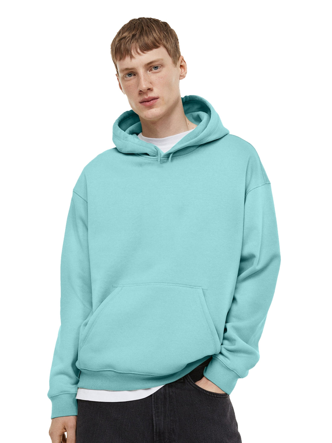Men Plain Solid Pullover Hooded Hoodie Sweatshirt with 2 Kangaroo Pockets