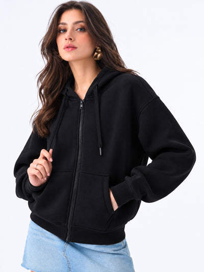 Women’s Plain Zipper Hooded Hoodie Stylish & Comfortable